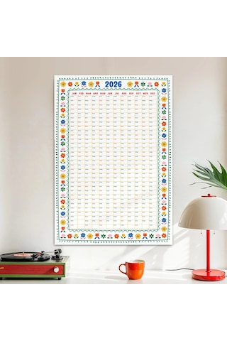 2027 Yıllık Planlayıcı Duvar Takvimi, Soyut Çiçek Sanatı Rengarenk Takvim, Dekoratif Duvar Takvimi R