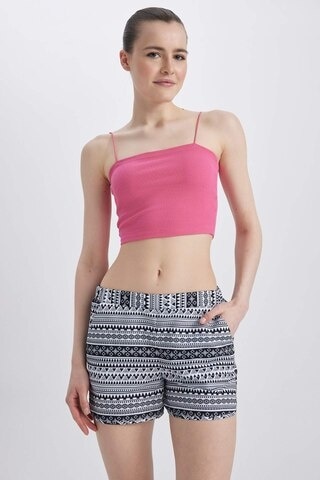 Defacto Fall İn Love Regular Fit Etnik Desenli Deniz Şortu T5232az23smbk27 Siyah