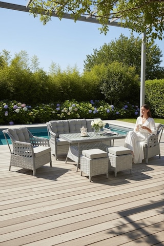 Sun Patio Helena Gümüş Gri Alüminyum 3+1+1 Bahçe & Balkon Takımı