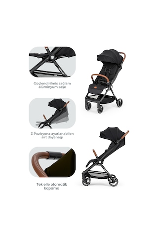 Kanz Instreet Autofold Travel Sistem Bebek Arabası Siyah Antrasit - Siyah