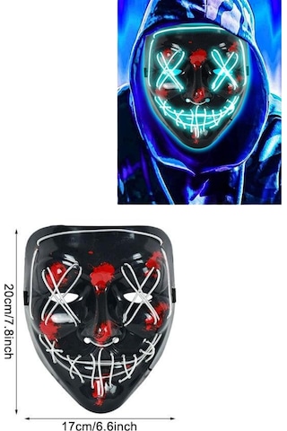 Işıklı - 418 - Led Maske Parti Eğlence Maskesi Hallowen - Spt-gld - Neon Maske