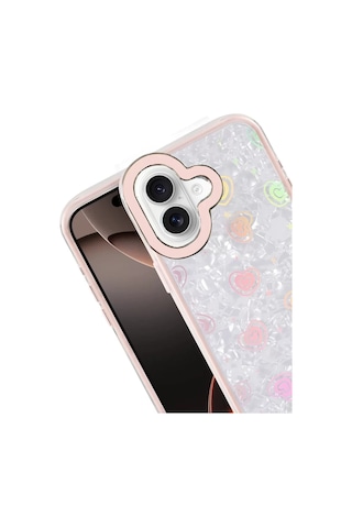 Newface Apple iPhone Uyumlu 16 Lumi Desenli Kapak - Pembe Diğer