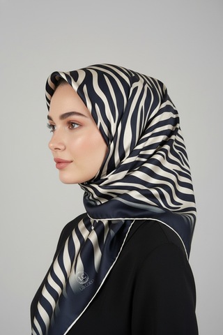 Lady Coco Zebra Desenli Dijital Baskı Rayon Eşarp Koyu Yeşil