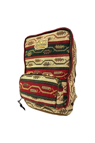 Old Cotton Cargo Kaliteli Vintage Kilim Desenli Disayn Sırt Gezi Çantası New Komor 5025 Kırmızı
