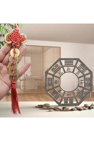 Çin Feng Shui Şans Ve Bereket Düğüm Beşli Para 35 Cm