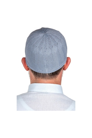 Safir Ince Örme Dantel Namaz Takkesi Gri 1 Adet