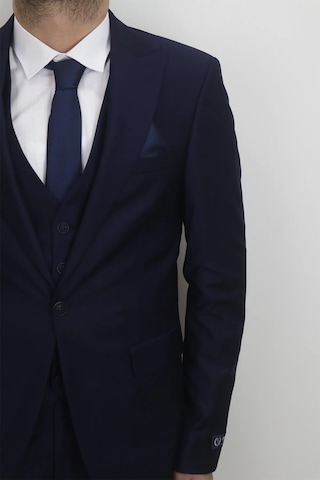 Moda Dmctekstil Erkek Düz İtalyan Kesim Dar Kalıp Tek Düğmeli Yelekli Takım Elbise Lacivert