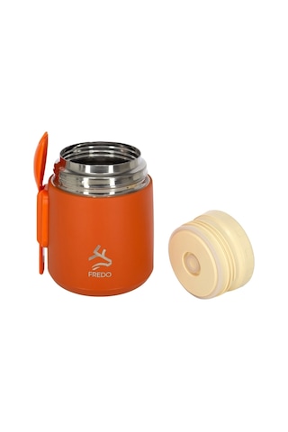 Duo Dine Bebek Turuncu Mama Kabı & Yemek Saklama Termosu, Mug - 8 Saat Sıcak, 12 Saat Soğuk Tutma 500 Ml Turuncu