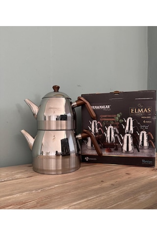 Elmas Çelik Çaydanlık Takımı Mega Boy Bakır