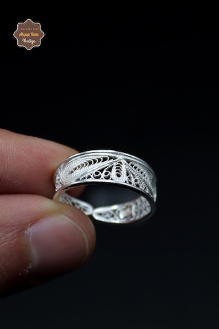 Çiçek Alyans Model El İşçiliği 925 Ayar Gümüş Telkari Kadın Yüzük 201023969 Gümüş