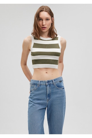 Mavi - Çizgili Crop Triko Top 1710098-87120 Yeşil