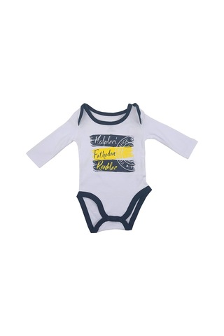 Fenerbahçe Lisanslı Kalpleri Fetheden Renkler Bebek Body Zıbın Beyaz