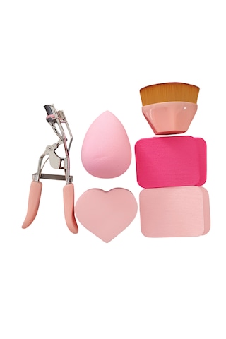 Cosmetichane Makyaj Sünger Seti + Kirpik Kıvırıcı Pembe - Mor