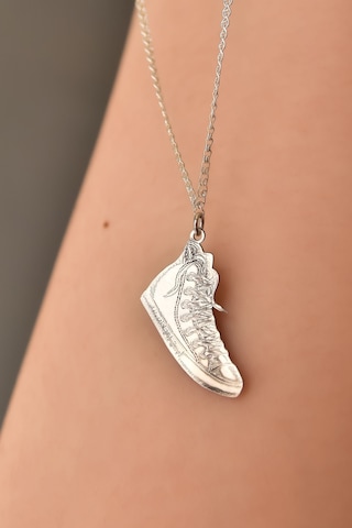 Papatya Silver 925 Ayar Gümüş Plaka Ayakkabı Lavce Zincir Kolye
