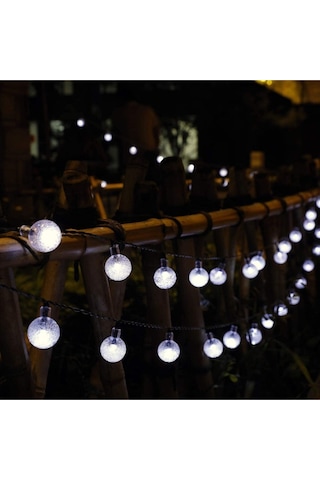 50 Led 7 Metre Beyaz Işık Güneş Enerjili Bahçe Teras Balkon Dekorasyon Ağaç Lambası Aydınlatması