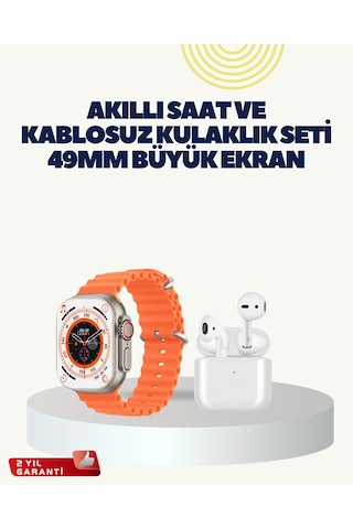 Watch 9 Max Akıllı Saat Kulaklık Seti Zindelik Takipli 45 Mm Geniş Ekran