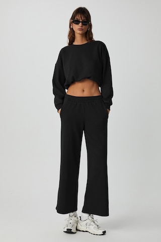 DEWANNA Kadın Uzun Kollu Crop Siyah Eşofman Takımı