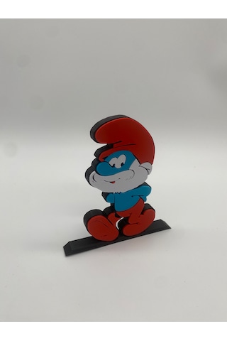 Renkli Şirin Baba Masa Üstü Figürü, 3d Baskı, Mavi