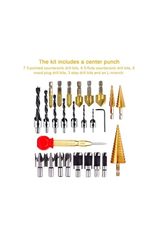 Tongxida 26 Adet Ağaç İşleme Pah Delme Aracı Havşa Matkap Uçları Profesyonel Yüksek Kalite