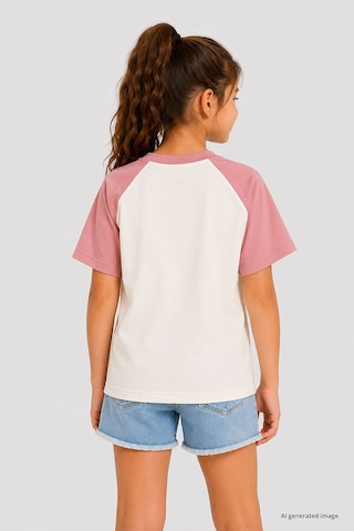 Ekru-gül Kurusu Standart Fit Reglan Kollu Kız Çocuk T-shirt - 75180 Ekru/gül Kurusu
