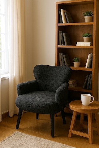 Roma Berjer - Modern Tekli Koltuk - Welsoft Yumuşa Kumaş Antrasit