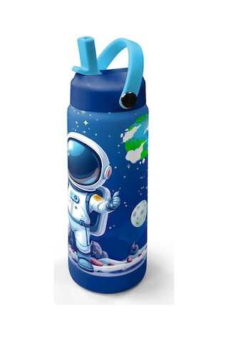 Coral High Lacivert Astronot Desenli Katlanır Ağızlıklı Çelik Termos 650 Ml 38334 Lacivert