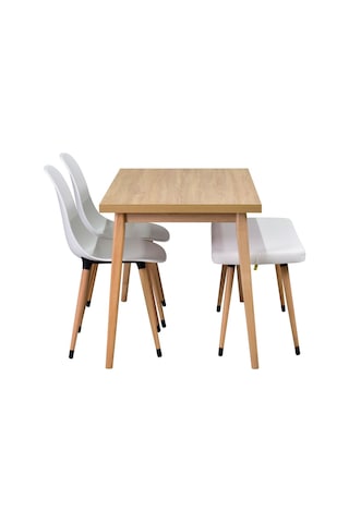 Vilinze Eames Sandalye-bank Avanos Ahşap Mdf Mutfak Masası Takımı - 70x120 Cm Beyaz