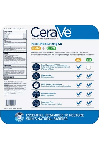 Cerave Yüz Nemlendirici Gündüz Losyonu SPF30 89 ML + Yüz Nemlendirici Gece Losyonu 89 ML