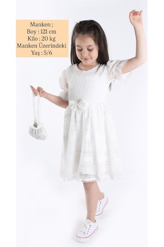 Aden Kids Kız Çocuk Çantalı Elbise BEYAZ