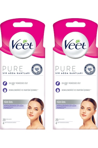 Veet Yüze Özel Pure Hipoalerjenik 20'li Sir Ağda Bandı X 2 Adet