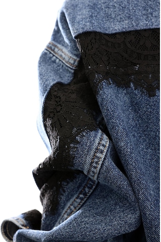 Mavi Dantel Detaylı Kot Ceket Mavi