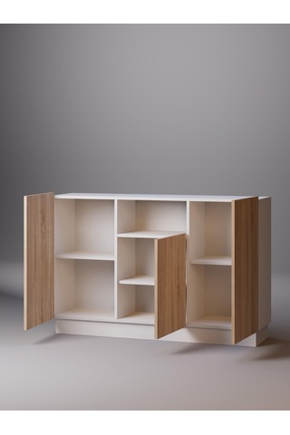 Detamob Lora Konsol, 140cm Beyaz/sonoma & Karbon Gri/sonoma Beyaz