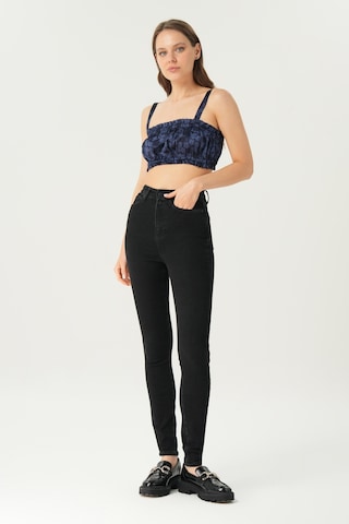 Judy Siyah Yüksek Bel Patı Fermuarlı Çift Düğmeli Push-up Skinny Fit Jean Pantolon C 4521-201