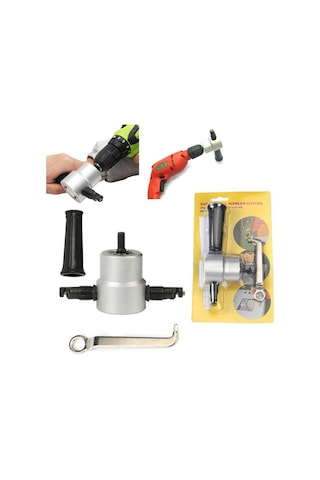 Tangshopping Göbeklady Çift Kafa Sac Nibbler Testere Kesici Kesme Aleti Elektrikli Matkap Eki Gümüş