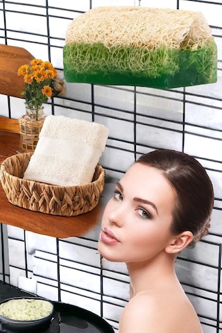 2li Set Doğal Kabak Lifli Keçi Sütü Aloevera Sabun El Yüz Kurulama Hlu Çok Renkli