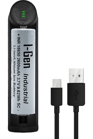 I-gen G103 18650 3.7v 2600 Mah 5c 9.62 Wh Li-ion Şarjlı Pil+tekli Şarj Aleti