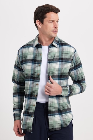 Tudors Erkek Slim Fit Dar Kesim Kareli Kışlık Oduncu Gömlek-42380 Mint