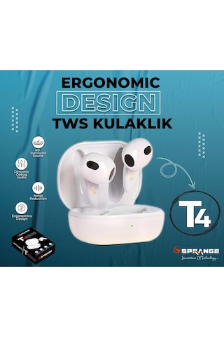 Sprange T4 TWS Bluetooth 5.2 Gürültü Azaltma Kulak İçi Kulaklık