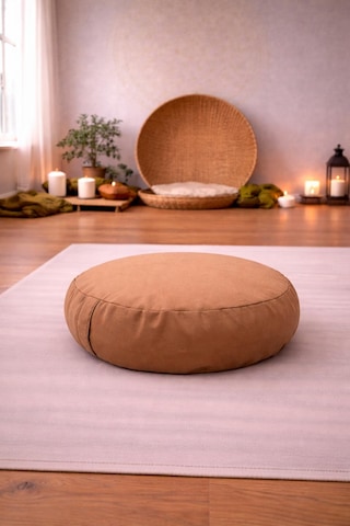Yuvarlak Zafu Meditasyon Minderi & Bolster Minderi İkili Yoga Meditasyon Minder Seti Kahverengi