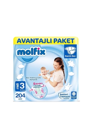 Ayrex Bebek Bezi Avantajlı Paket, Midi 3 Numara, 4-9 Kg, 204 Adet 0 Numara