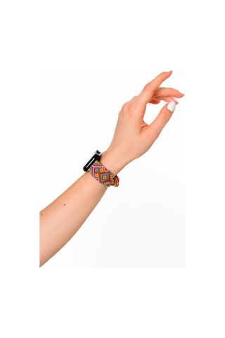 Hippi Etnich Siyah Örgü Apple Uyumlu Watch Kordonu 42-44-45-49 Mm