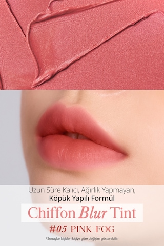 Pürüzsüz Ve Kadifemsi Dokulu, Doğal Görünüm Sunan Tint Clıo Chiffon Blur Tint 05 Pink Fog 05