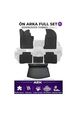 Ssangyong Torres 2024+ 5d Karbon Paspas Takımı +3d Pvc Bagaj Havu