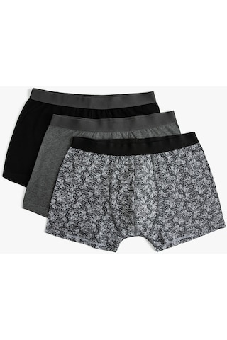 Koton 3'Lü Boxer Seti Palmiye Baskılı Çok Renkli Siyah 4Slm90025Mk Siyah