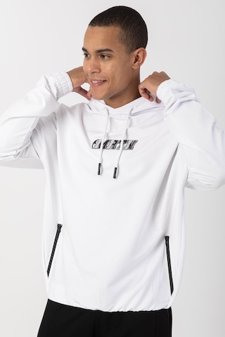 Maraton Sportswear Oversize Erkek Kapşonlu Düşük Kol Basic Beyaz Sweatshirt 22465-beyaz