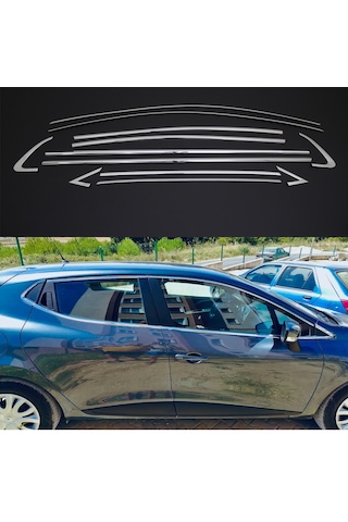 Renault Clio 4 Cam Çıtası Kromu Çerçevesi Komple Nikelaj Seti