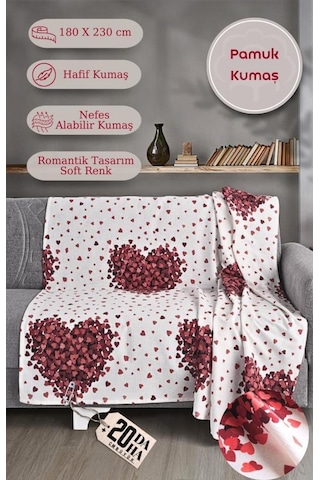 Tek Kişilik Baskılı Pike Koltuk Örtüsü Breeze 180x230 Cm Beyaz/Mor