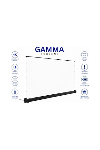 Gamma Screens 248x168 Motorlu Gergili Floor Up Projeksiyon Perdesi - Soft Mat Beyaz