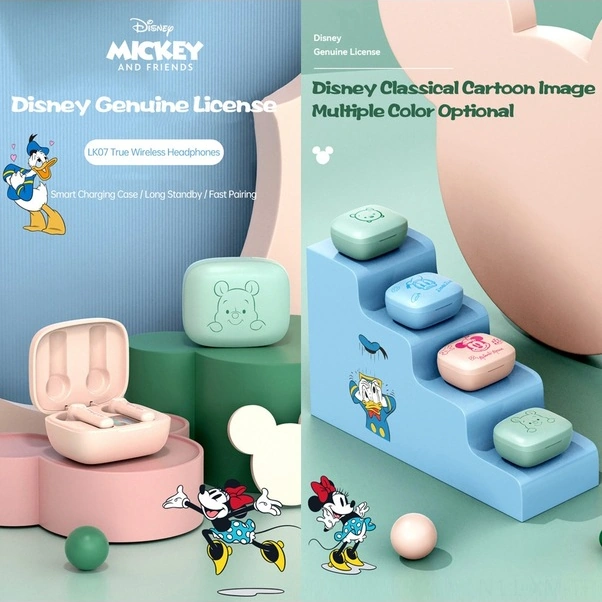 Fortunelane Mickey Mouse Pembe Kulaklıklar - Led, Hızlı Eşleşme, Uzun Pil, Mikrofonlu, Spora Uygun