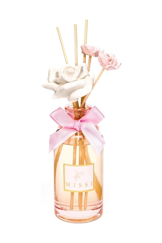 180 Ml Pembe Cam Şişe Çiçek Seramik Taş Bambu Çubuklu Garden Rose-pudra Oda Kokusu Abundance Prosperity